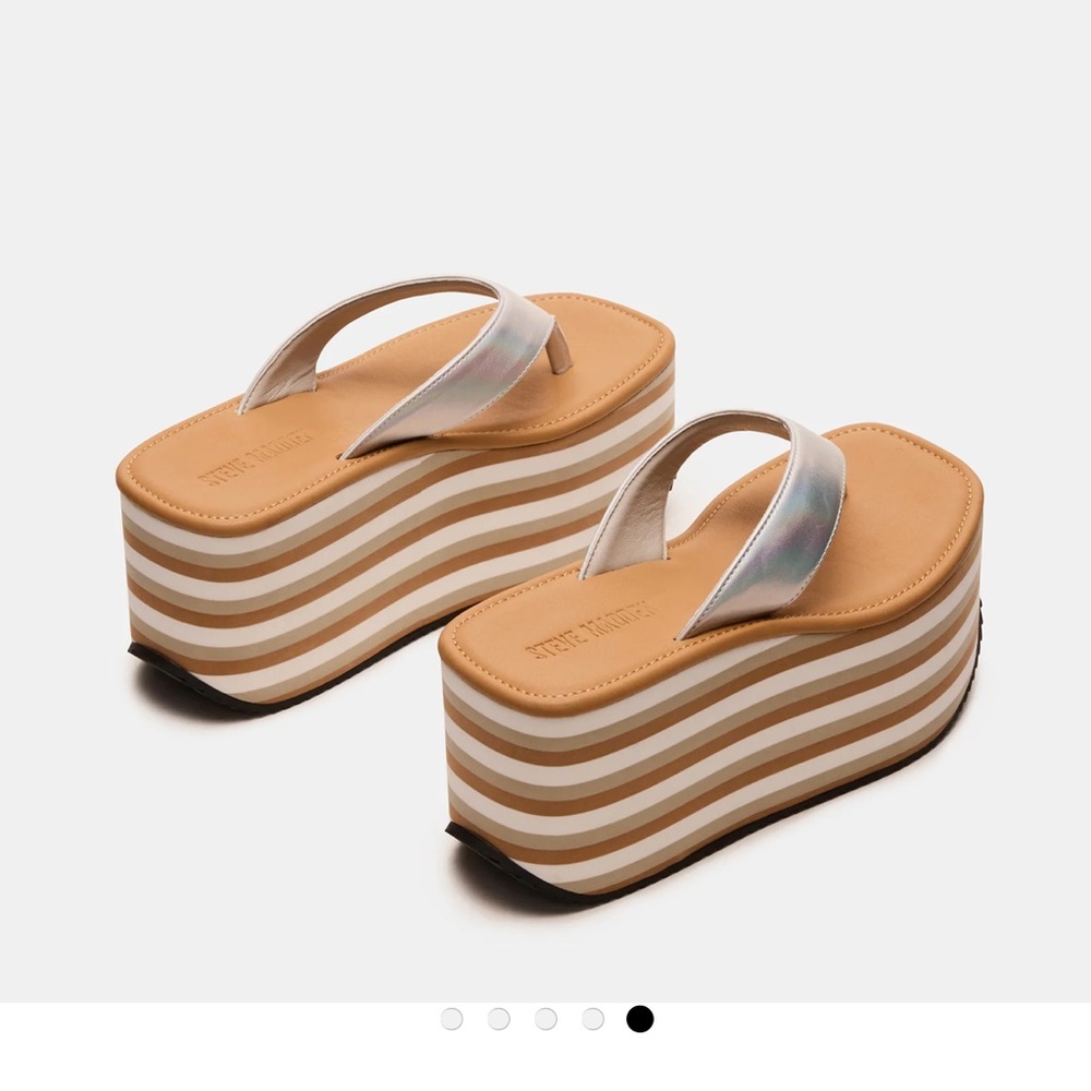 Steve Madden Silver and Tan Striped Platform Sandals